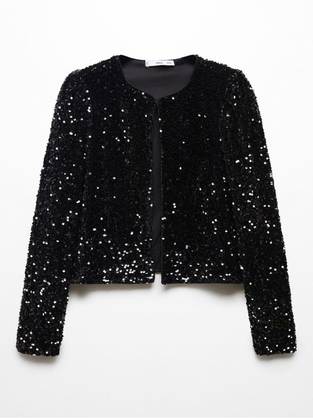 Mango Sequin Embroidered Jacket in black size XL